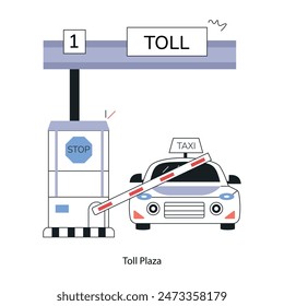 Get this linear style illustration of a toll plaza 