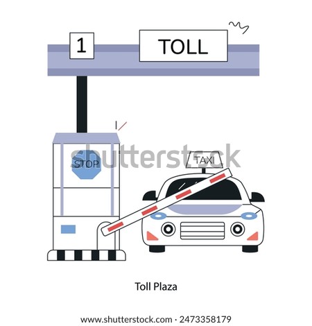 Get this linear style illustration of a toll plaza 