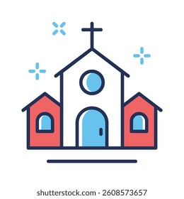 Get this modern flat outline icon of church building