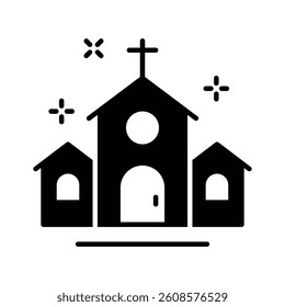Get this modern glyph icon of church building