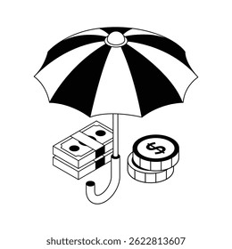 Holen Sie sich dieses moderne isometrische Symbol der Geldversicherung