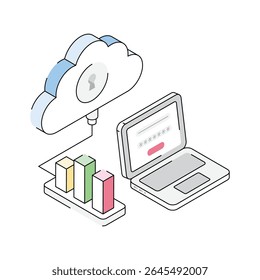 Get this modern isometric icon of cloud login