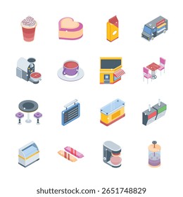 Get this modern pack showing coffee 3d style icons