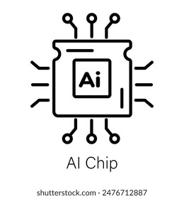 Get this outline icon of an ai chip 