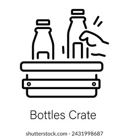 Get this outline icon of bottle crate 