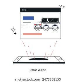 Get this outline illustration of online vehicle 