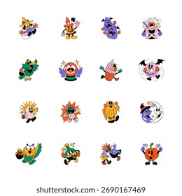 Get this premium collection of funny halloween and food mascots 