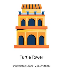 Get this premium flat icon of turtle tower 