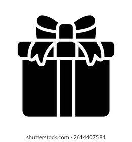 Get this premium glyph style icon of gift box wrapped with bow