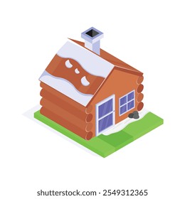 Get this premium icon of snowy house in modern style