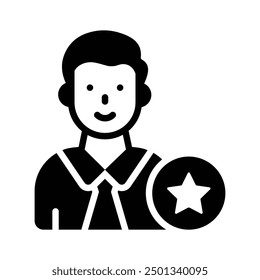 Sichern Sie sich dieses ranghöchste Mitarbeitervektorsymbol, das Exzellenz und Leistung symbolisiert.