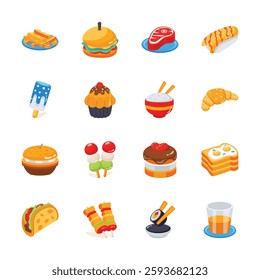 Get this ready to use 3d style icons collection of food items