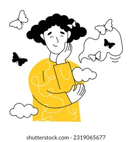 Get this sketchy illustration of dreaming butterflies 