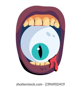 Get this spooky flat icon of eating eyeball 