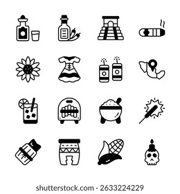 Get this trendy collection showing cinco de mayo festival glyph icons