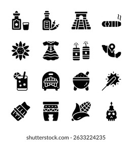 Get this trendy collection showing cinco de mayo festival glyph icons