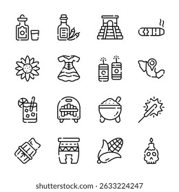 Get this trendy collection showing cinco de mayo festival outline icons