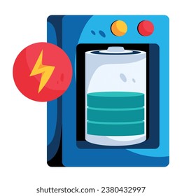 Obtén este icono plano de moda de la batería de energía 