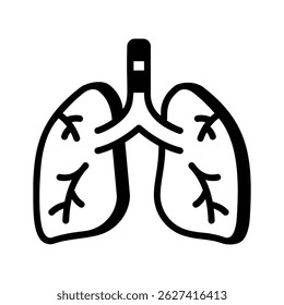 Get this trendy glyph icon showing human lungs respiratory system