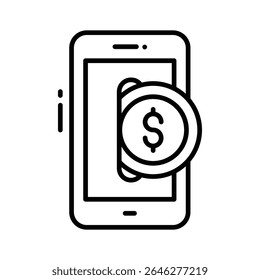 Get this trendy line icon of mobile earning app