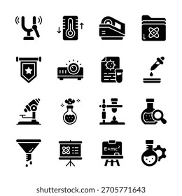 Consigue este moderno paquete de iconos de glifos de ciencia e investigación