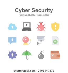 Obtenga este conjunto único de iconos de ciberseguridad, listo para usar Vectores