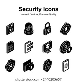 Get this visually appealing security icons in isometric style, ready to use and download
