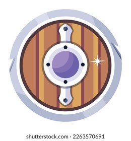 Get this wooden shield flat icon 