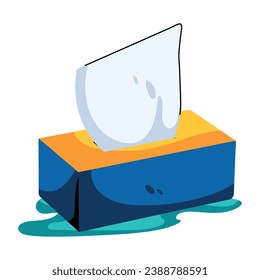 Icono plano de la caja de tejidos 