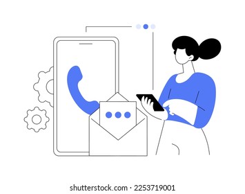 Get in touch abstract concept vector illustration. Initiate contact, contact us, feedback online form, talk to your customer, contact center, help line, company address, live chat abstract metaphor.