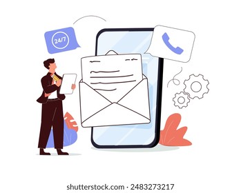 Get in touch abstract concept vector illustration. Initiate contact, contact us, feedback online form, talk to your customer, contact center, help line, company address, live chat abstract metaphor