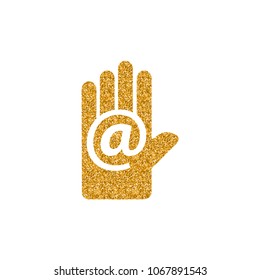 Get in touch icon in gold glitter texture. Sparkle luxury style vector illustration.