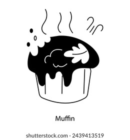 Get trendy doodle icon of muffin 