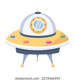 Get a trendy flat icon of flying saucer 