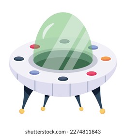 Get a trendy flat icon of flying saucer 