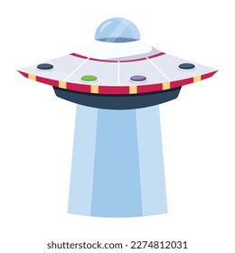 Get a trendy flat icon of flying saucer 