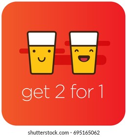 Get Two For One With Two Smiling Beer Glasses