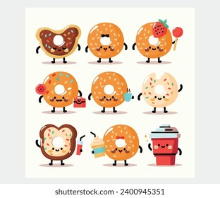 Get a unique hand drawn bagel cartoon illustration that will bring a fun and whimsical touch to your projects and designs. Perfect for websites, social media, and more!