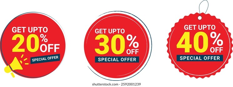 Get upto 20% Off Special offer, red and yellow Vector template.