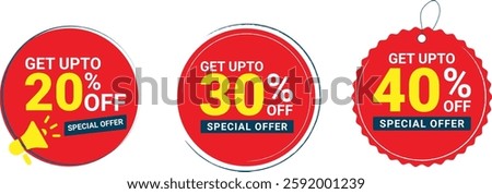 Get upto 20% Off Special offer, red and yellow Vector template.