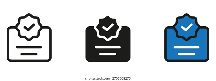 ¡Verifíquese con este moderno conjunto de iconos! Use estos íconos para su Sitio web, App o materiales de marketing. Mostrar confianza, Aprobación y garantía de calidad.