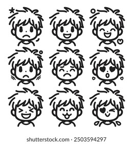 Get a vibrant collection of vector illustrations featuring various boy facial expressions, perfect for adding personality to your designs. Ideal for websites, apps, and creative projects!