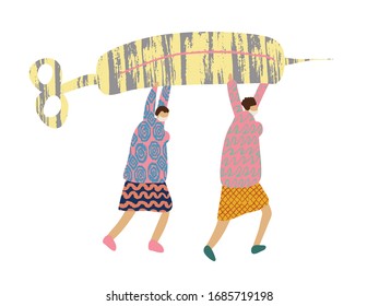 Get Well Card. Retro Health Care Banner. Greeting Vector Postcard with Positive Doctors. Poster with Cartoon Men and Positive Phrase to Stop COVID 19. Medical Illustration for Coronavirus Recovery.