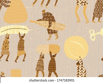 Get Well Seamless Pattern. Medical Illustration for Coronavirus Recovery. Retro Health Care Print. Poster with Cartoon Fun Men in Stopping COVID 19. Greeting Vector Pattern with Positive Doctors.