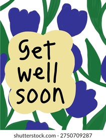 Get Well Soon Card with Blue Flowers