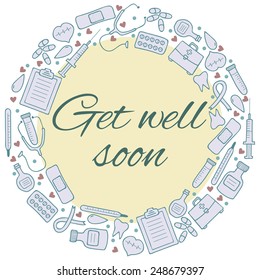 Get Well Soon Card Frame Medical Stock Vector (Royalty Free) 248679397 ...