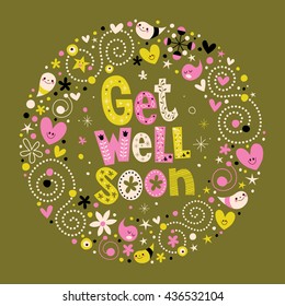 Get well soon card retro style