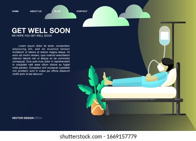 Get well soon and hope patient be well from virus, Different UX/UI Design template good to use for mobile application and flat web , responsive website including, Interface design EPS10 File format