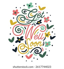 get well soon lettering. vector illustration