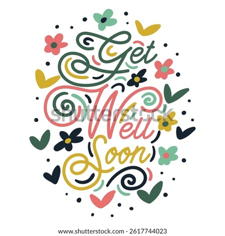 get well soon lettering. vector illustration